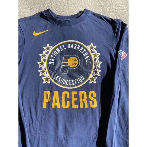 The Nike Tee Dri-Fit Indiana Pacers NBA Shirt Mens XS Navy Crew Neck Long Sleeve - Picture 2 of 10